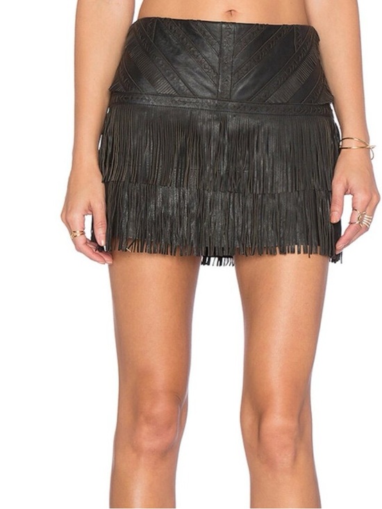 Parker Dresses & Skirts - Parker Killington Leather Fringe Mini Skirt Black Size 2